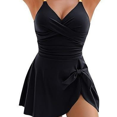 Damen Einteiliger Badeanzug mit elegantem Wickeldesign und modischem Rock Echo Archiv