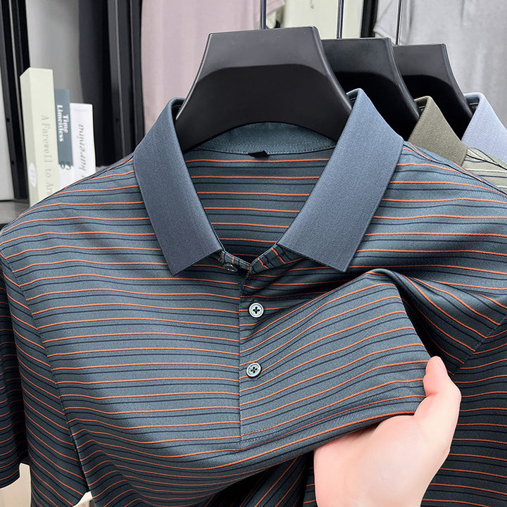 Herren Kurzarm Poloshirt mit innovativem Streifenmuster und atmungsaktiver Technologie Echoarchiv
