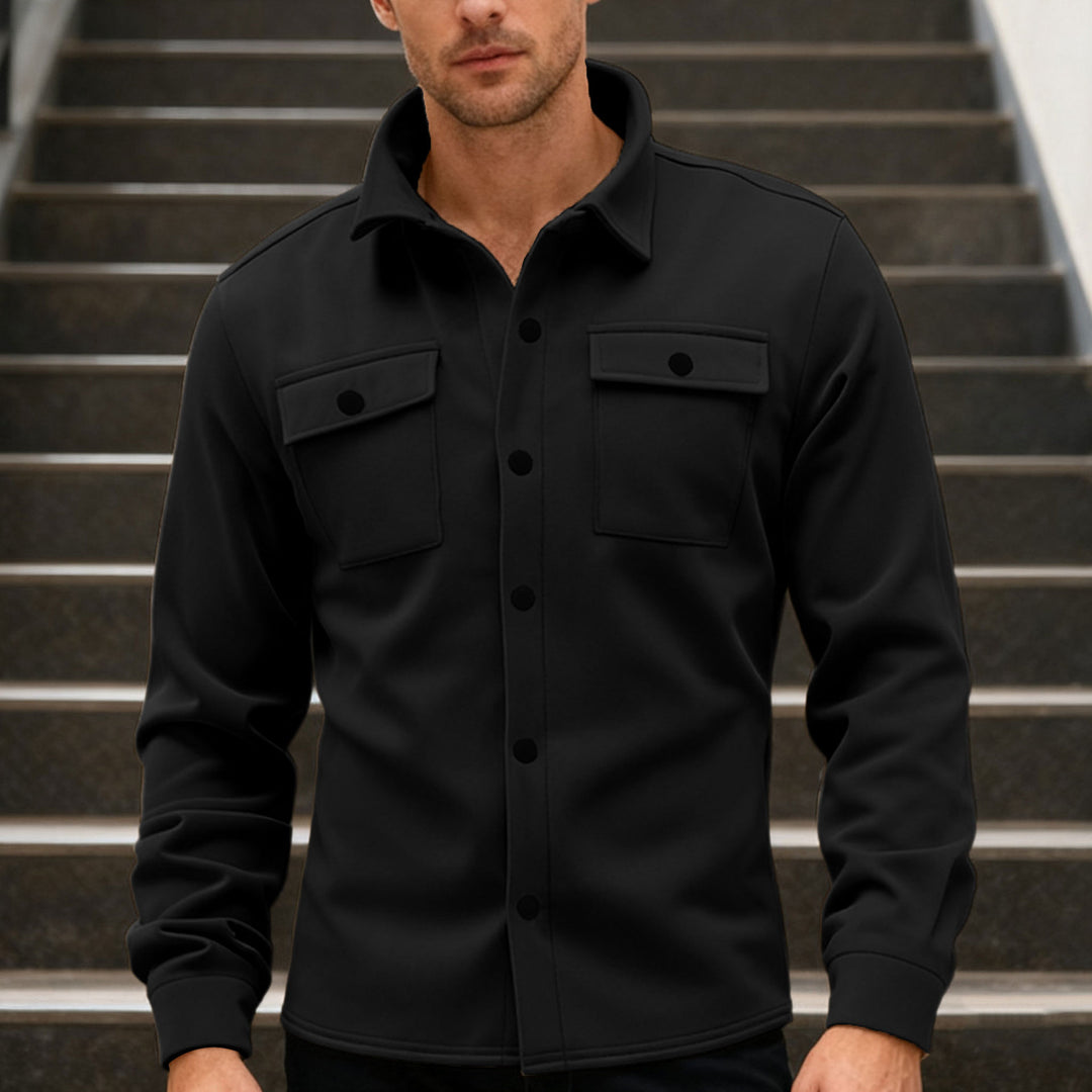 Herren nan Twill-Overshirt mit Hemdkragen, aufgesetzten Brustklappen und geradem Saum Echo Archiv