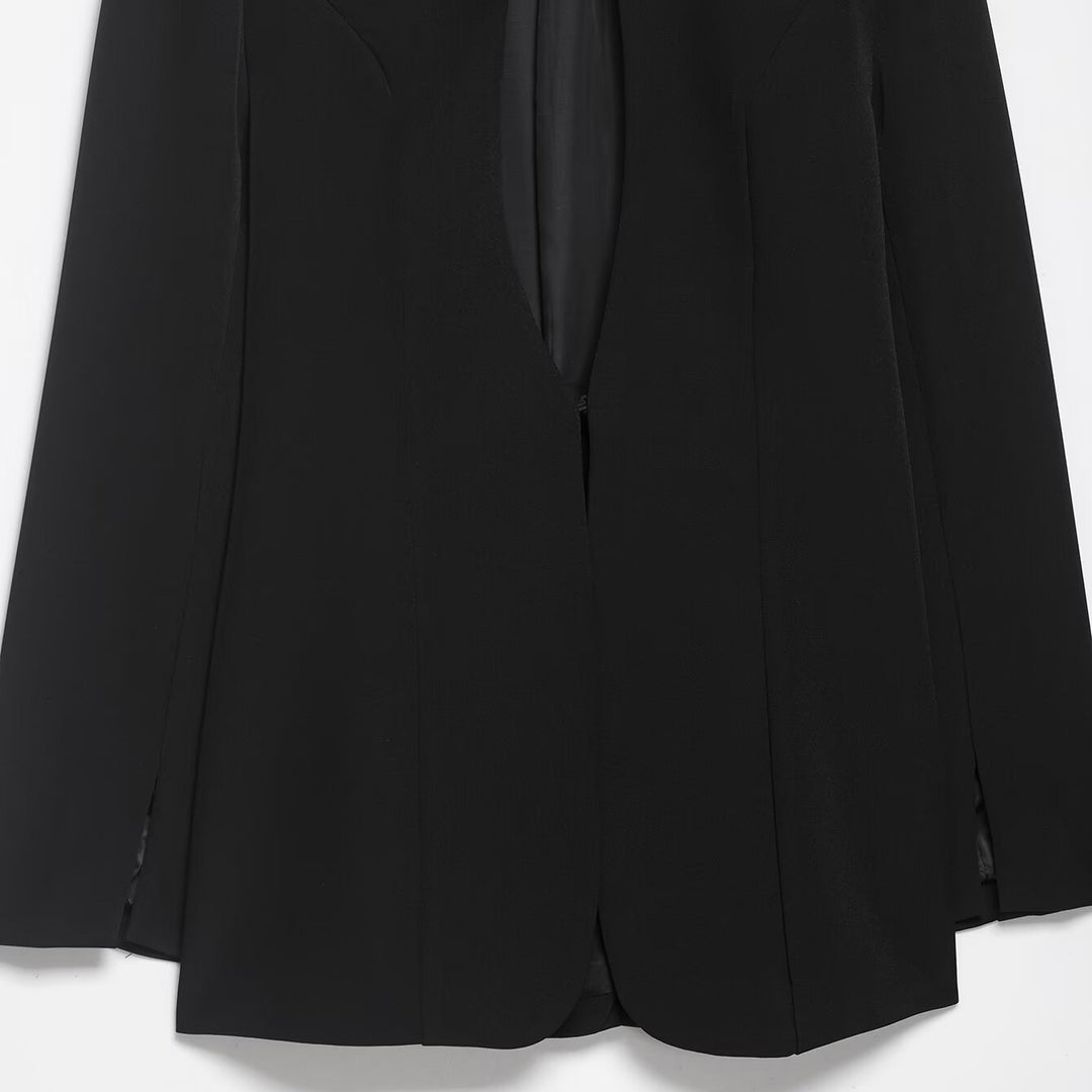 Damen Kastenförmiger Cape-Blazer mit Stehkragen und verdeckter Front Echo Archiv