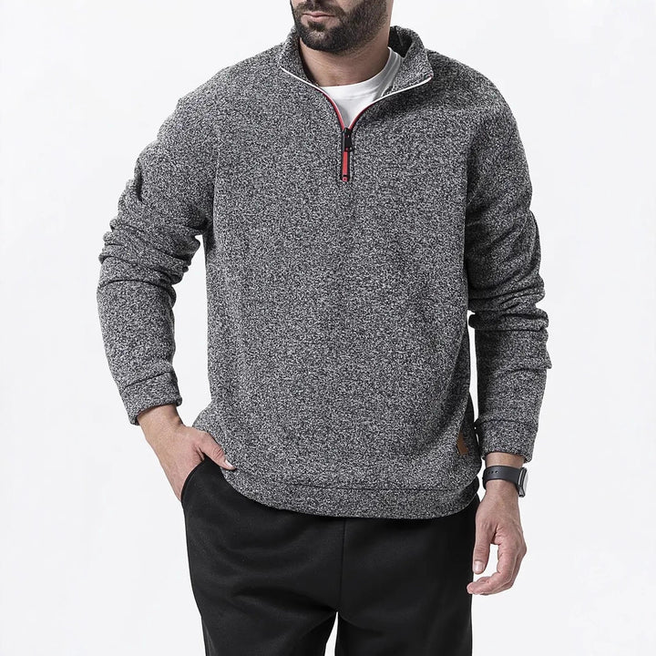 Herren Fleece-Pullover mit halbem Reißverschluss und strukturiertem Design Echoarchiv