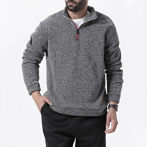 Herren Fleece-Pullover mit halbem Reißverschluss und strukturiertem Design Echoarchiv