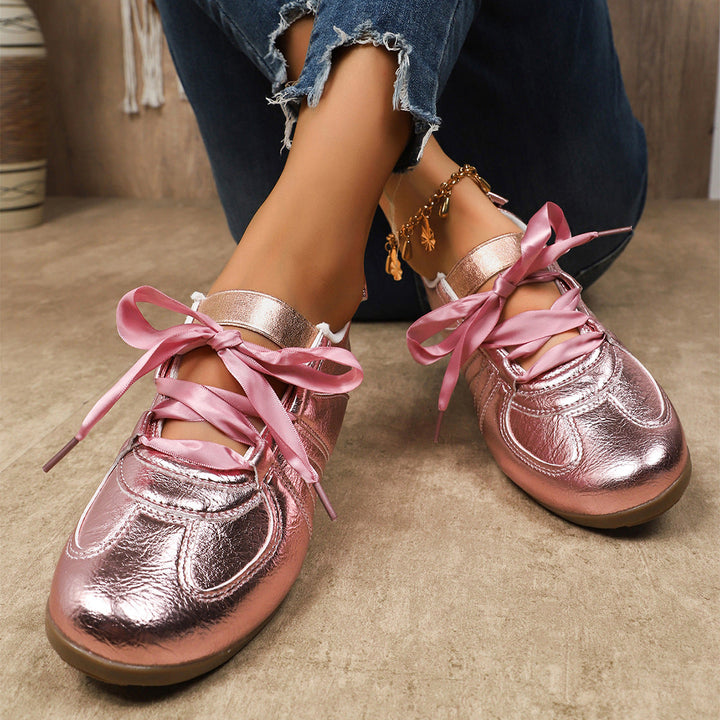 Damen Sportliche Sneaker mit glänzendem Metallic-Obermaterial und bequemer Schnürung Echo Archiv
