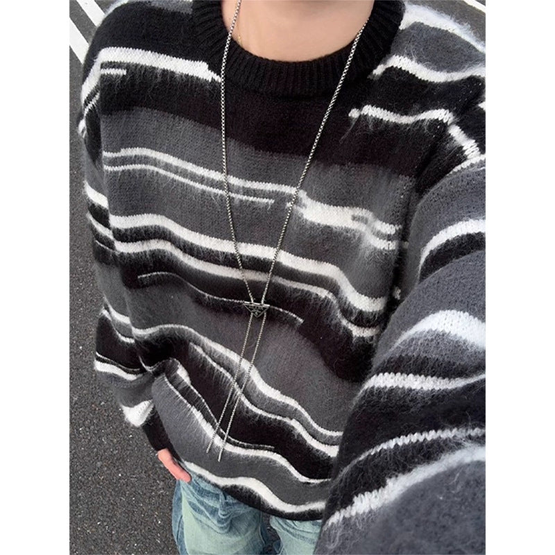 Herren Modischer Strickpullover mit Streifen Echoarchiv