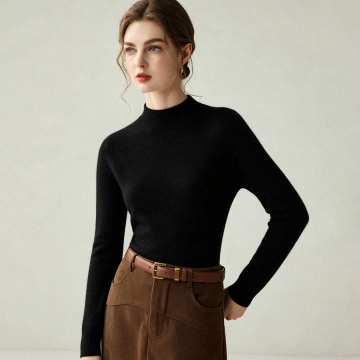Damen Schmaler Mockneck-Feinstrickpullover mit kaschmirähnlicher Haptik Echoarchiv
