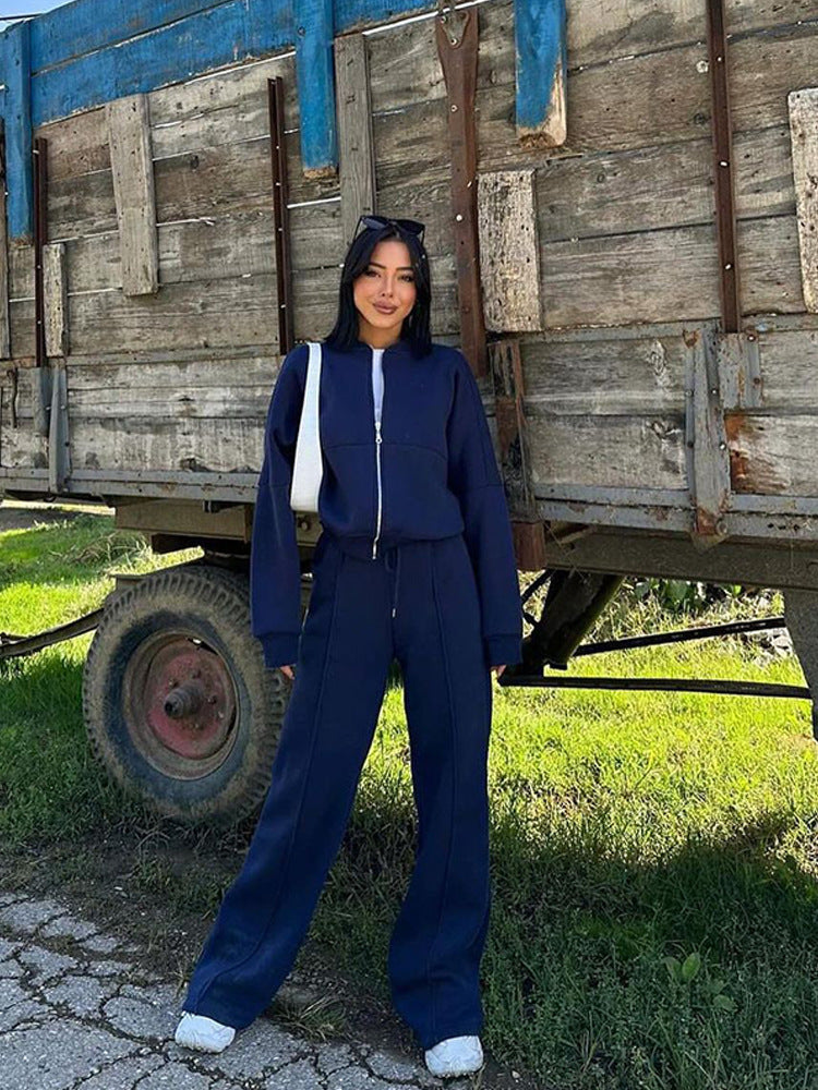 Damen nan Oversize Reißverschlussjacke mit weiter High-Waist Loungehose Set Echo Archiv
