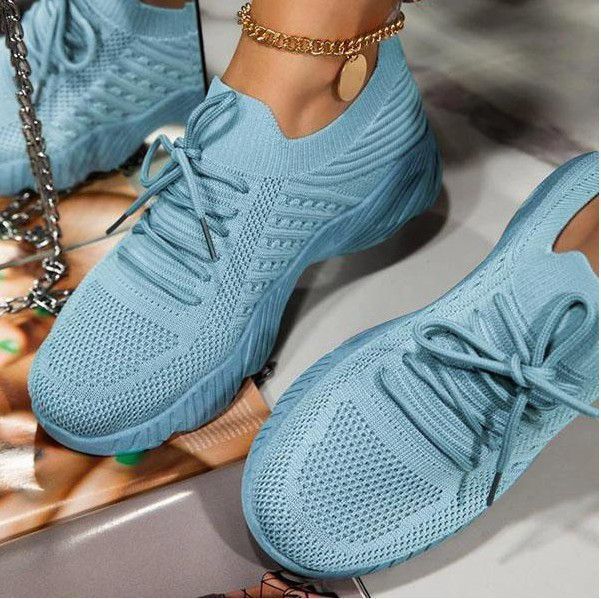 Damen Atmungsaktive Strick-Sneaker mit elastischem Schaft und rutschfester Profilsohle Echoarchiv
