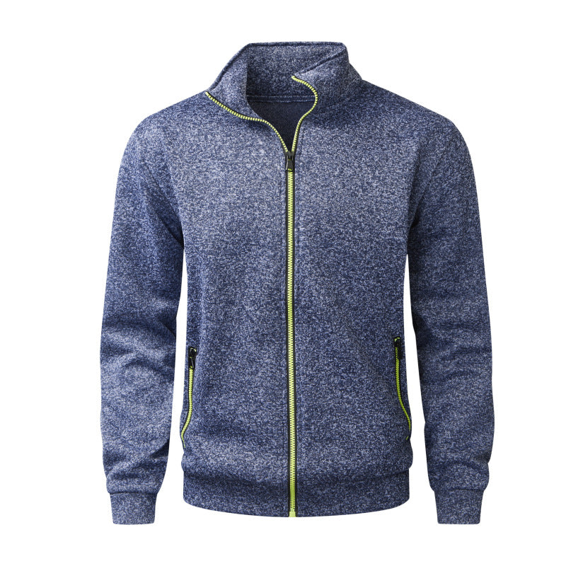 Herren Melierte Reißverschluss-Fleecejacke mit Stehkragen, wärmender Struktur & Kontrastzipper Echo Archiv