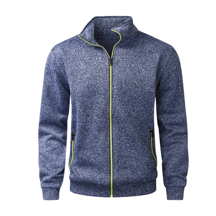 Herren Melierte Reißverschluss-Fleecejacke mit Stehkragen, wärmender Struktur & Kontrastzipper Echo Archiv