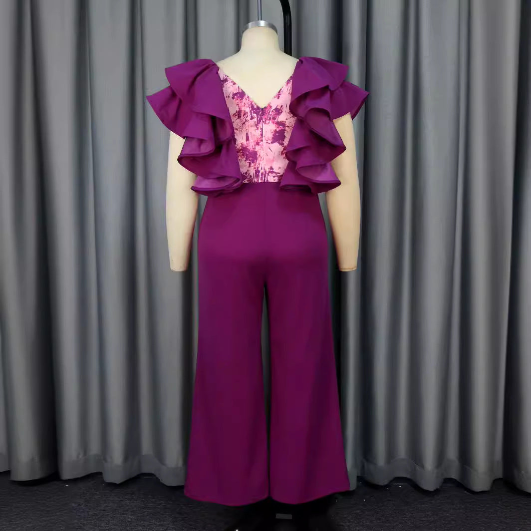 Damen eleganter Jumpsuit mit voluminösen Rüschendetails Echo Archiv
