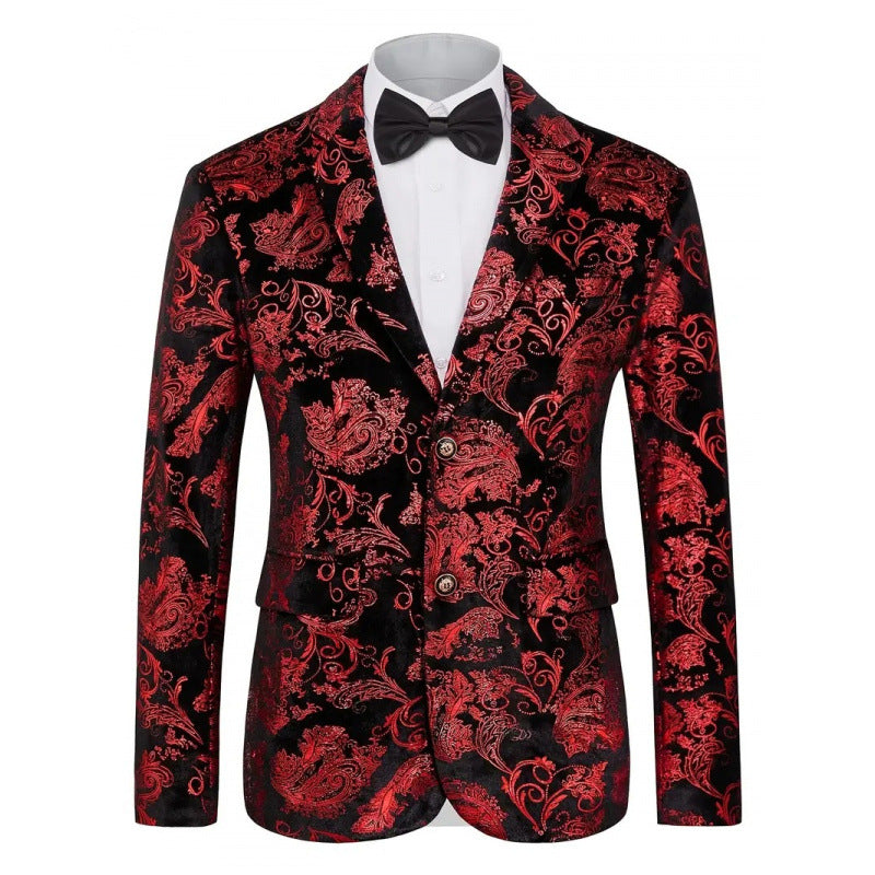 Herren Luxus Samtblazer mit floralem Jacquard-Muster Echoarchiv