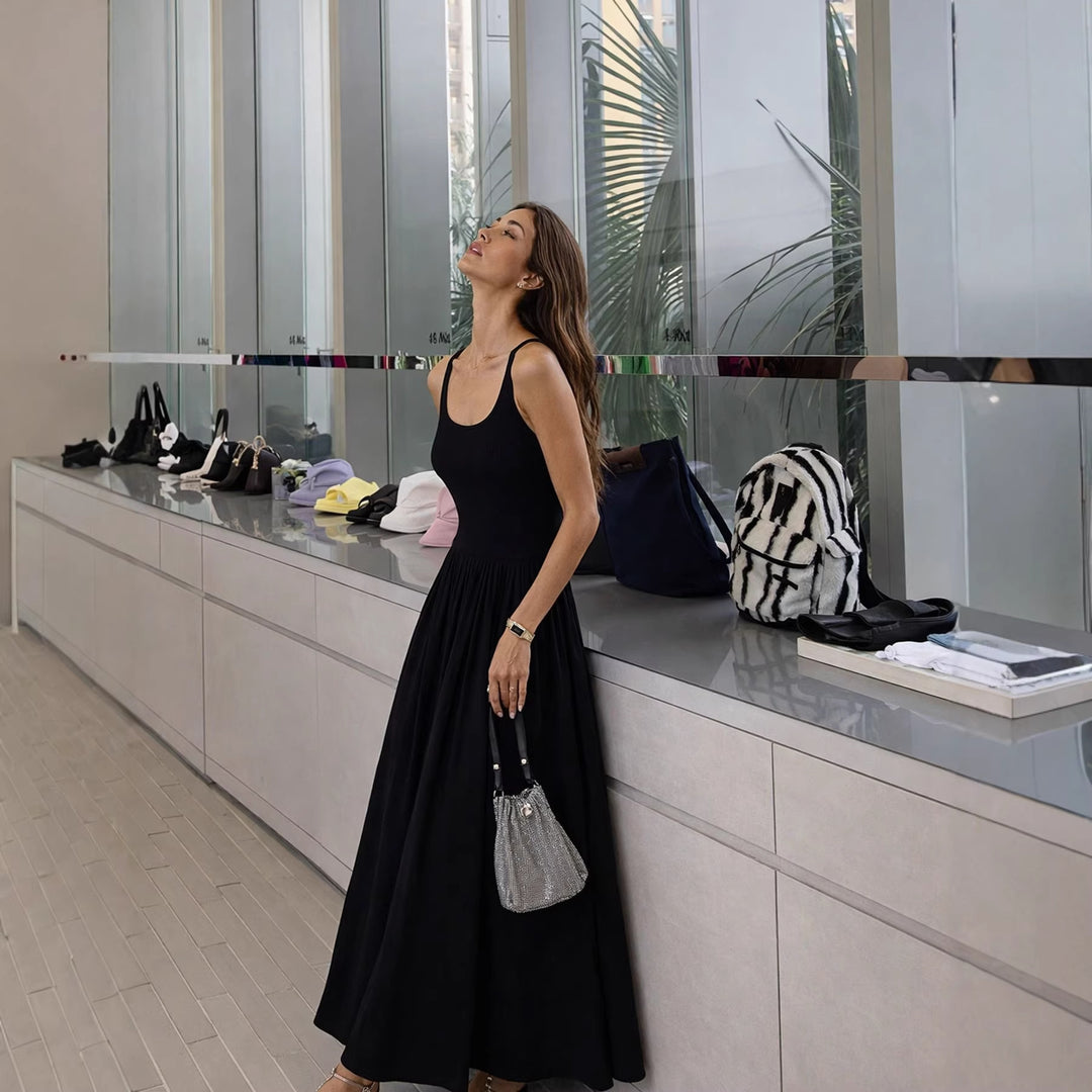 Damen Elegantes Maxikleid mit spaghetti Trägern und fließendem Rock Echo Archiv