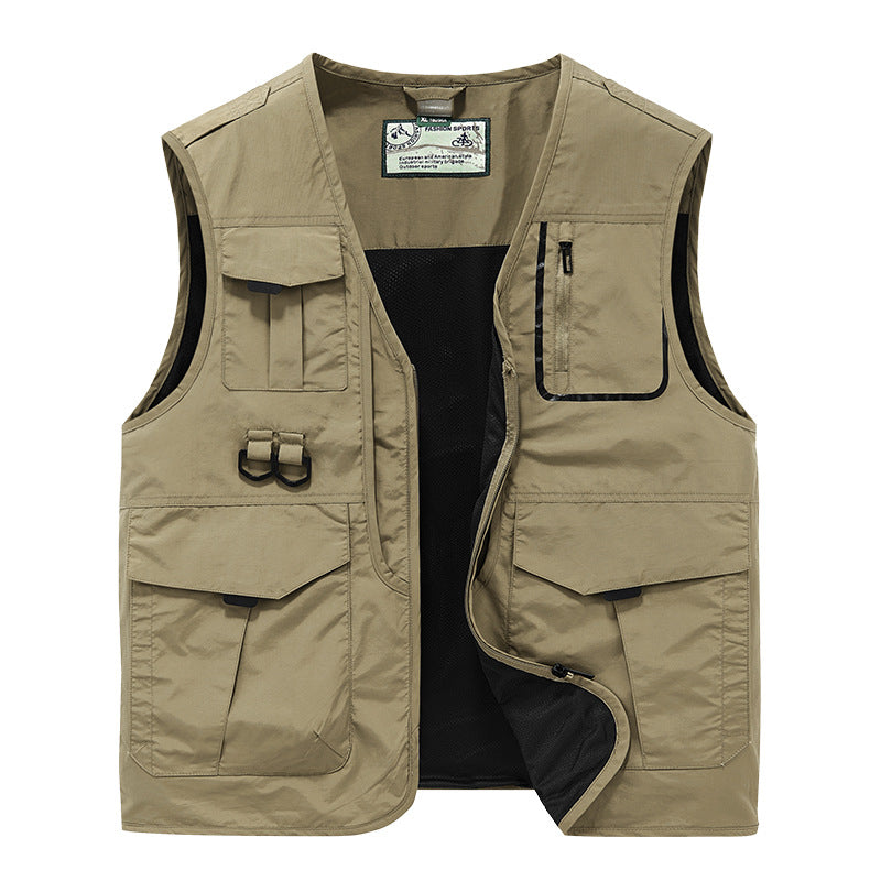 Herren Urbanes Utility-Anglerweste mit Netz-Innenfutter und taktischen Taschen – Marzano