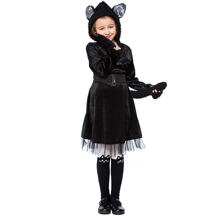 Mädchen Katzenkostüm mit Kapuze und detaillierten Accessoires Echo Archiv