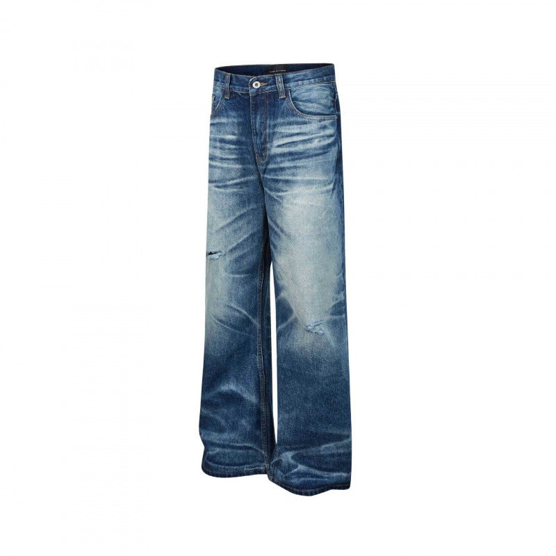 Damen taillenhohe Culotte-Jeans mit weitem Bein und ausgefransten Details Echo Archiv