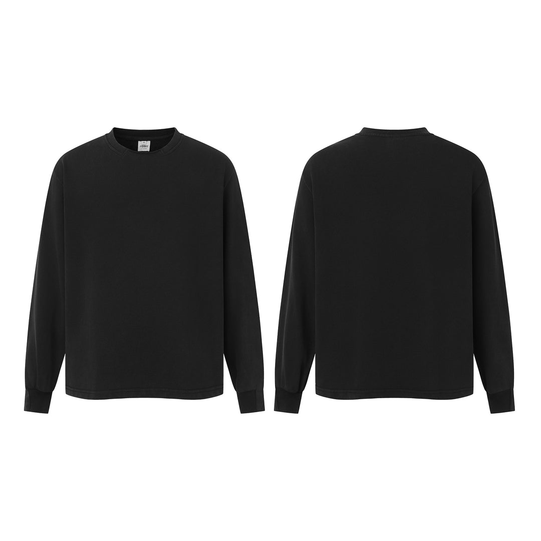 Unisex Minimalistisches Heavyweight Rundhals-Sweatshirt mit verstärktem Kragen und verlängertem Rückensaum Echoarchiv