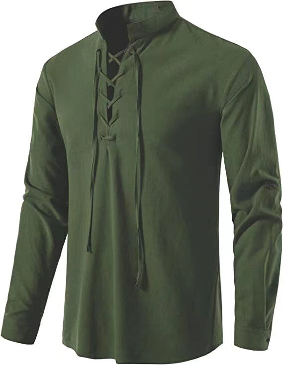 Herren Langarm-Shirt mit modischer Schnürung Echoarchiv