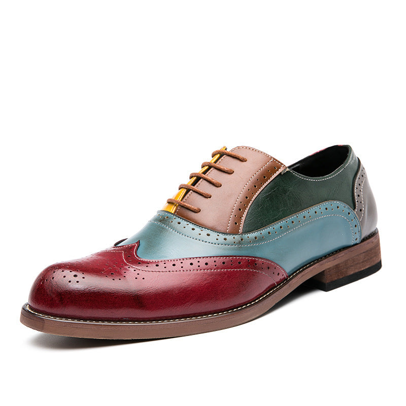 Herren handgefertigte Brogue-Lederschuhe mit mehrfarbiger Patina und perforierten Details Echo Archiv