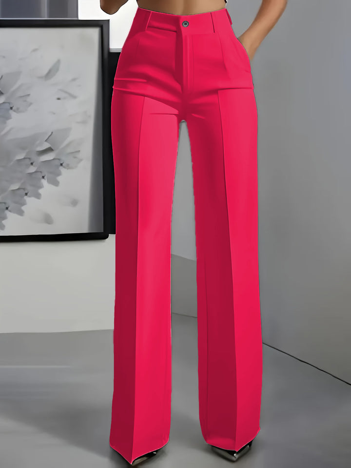 Damen Hochtaillierte Palazzo-Hose mit Bügelfalte und Eingrifftaschen Echoarchiv