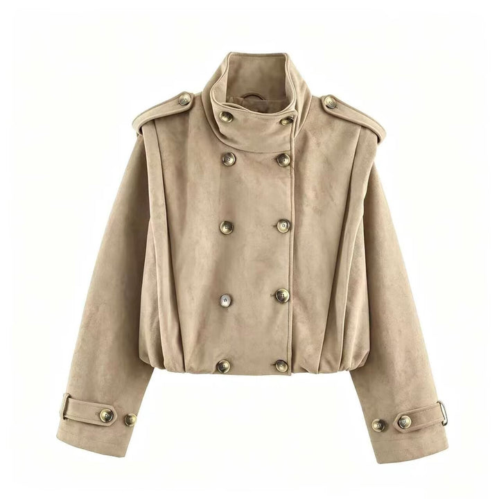 Damen Kurzjacke im Matrosen- und Military-Mix mit hohem Stehkragen, Epauletten und tailliertem Gummizug Echoarchiv