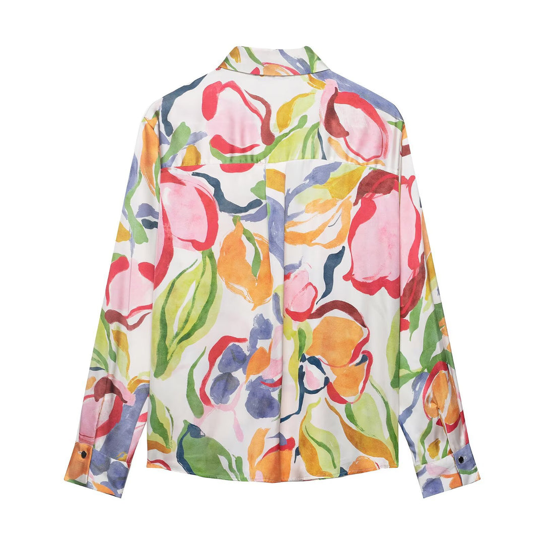 Damen Seidenoptik-Bluse mit Aquarell-Blumenprint Echo Archiv