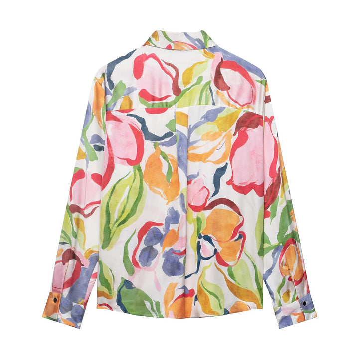 Damen Seidenoptik-Bluse mit Aquarell-Blumenprint Echo Archiv