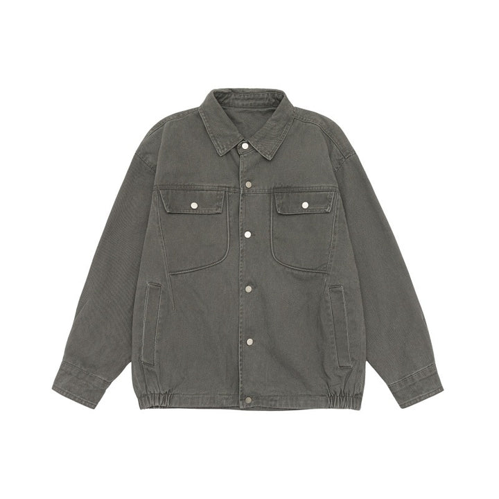 Unisex Oversize Workwear-Blousonjacke mit Druckknopf‑Front und Elastbund Echoarchiv