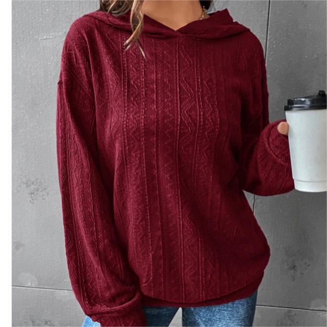 Damen Oversize Kapuzenpullover mit strukturierter Wellenoptik und Kängurutasche Echoarchiv