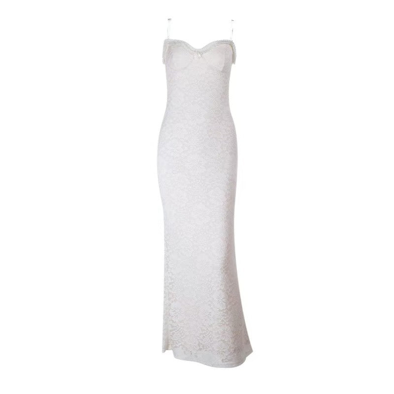 Damen Elegantes Spitzen-Maxikleid mit figurbetontem Design und süßem Rückenausschnitt Echo Archiv