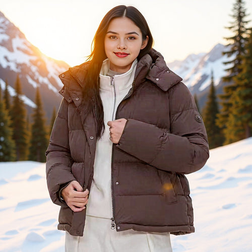 Damen Wattierte Daunenoptik-Steppjacke mit abnehmbarer Kapuze Echo Archiv