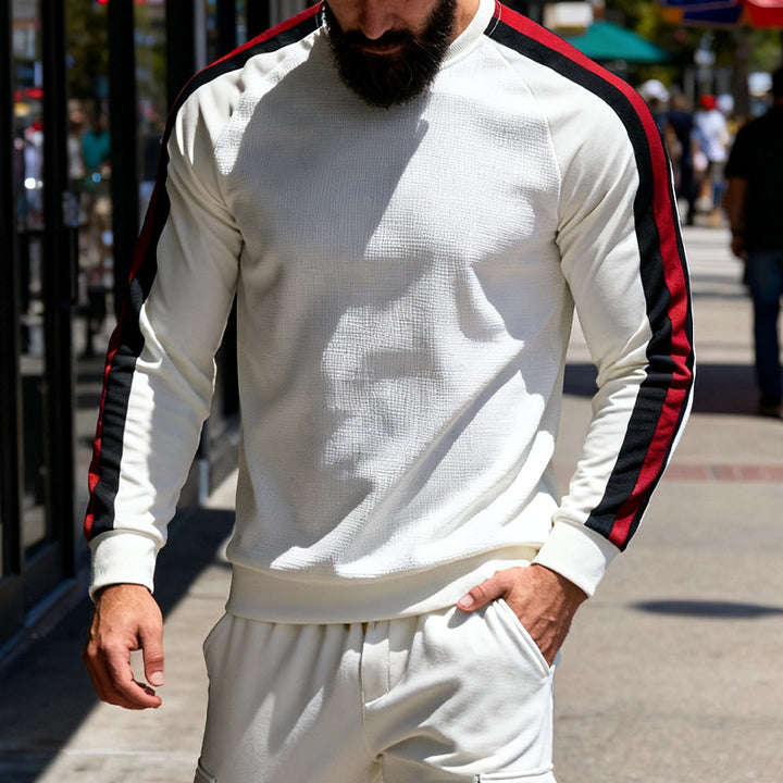 Herren sportlicher Sweatshirt mit Raglanärmeln und dekorativen Streifen Echoarchiv