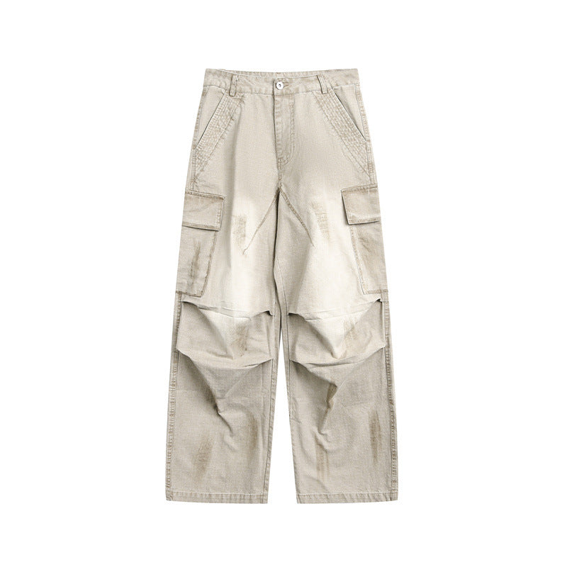 Unisex Weit geschnittene Cargo‑Canvashose mit multifunktionalen Pattentaschen und Used‑Finish Echoarchiv