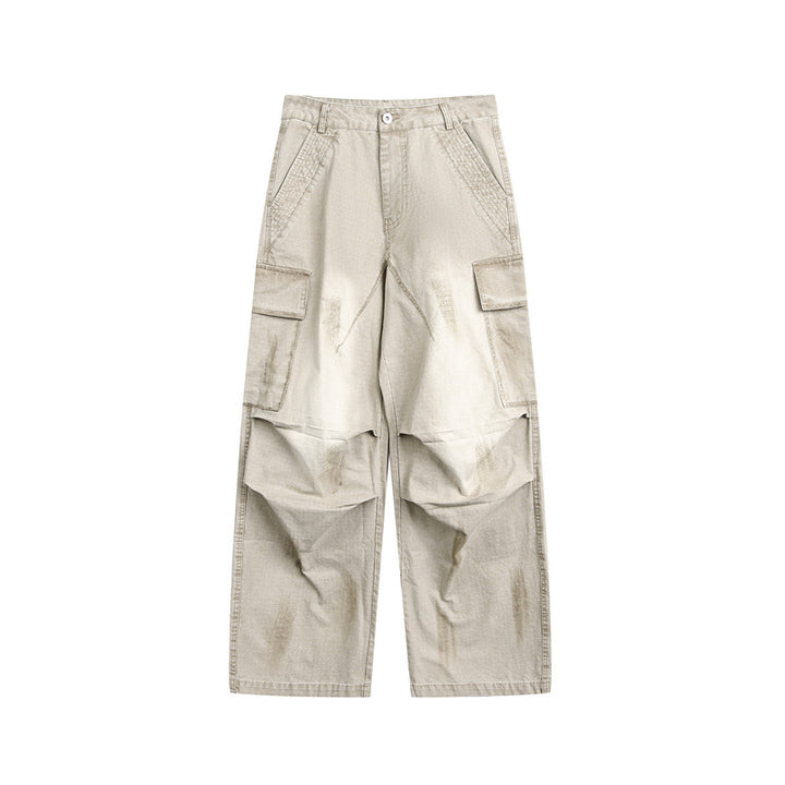 Unisex Weit geschnittene Cargo‑Canvashose mit multifunktionalen Pattentaschen und Used‑Finish Echoarchiv
