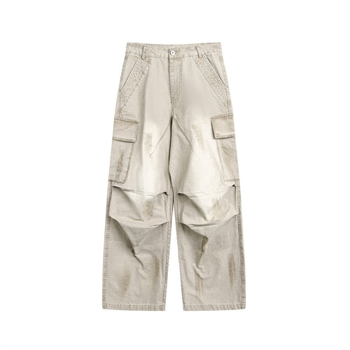 Unisex Weit geschnittene Cargo‑Canvashose mit multifunktionalen Pattentaschen und Used‑Finish Echoarchiv