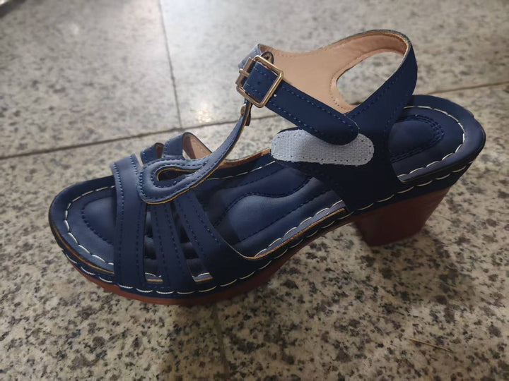 Damen T-Strap Sandaletten mit gepolstertem Komfortfußbett und mittlerem Blockabsatz – Sorelia