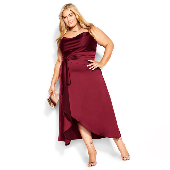 Damen elegantes Hochzeitskleid mit asymmetrischem Saum und Taillengürtel Echo Archiv