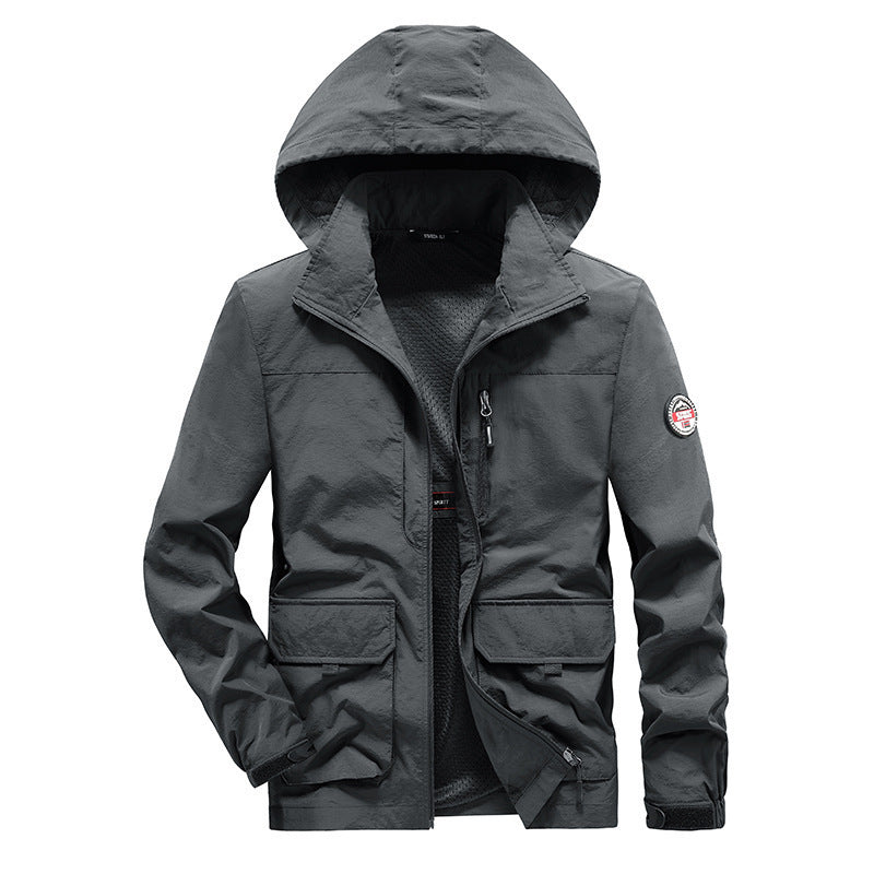 Herren Ultraleichte Kapuzen-Fieldjacke mit Mesh-Innenfutter und Mehrfach-Taschen Echo Archiv