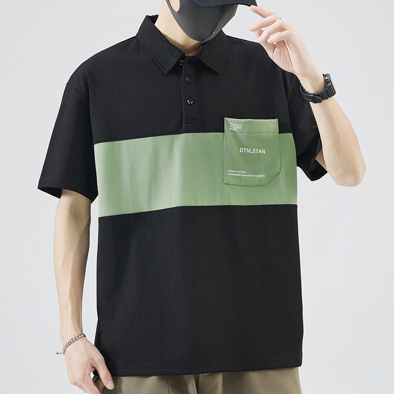 Herren Poloshirt mit modernem Farbblockdesign und praktischer Brusttasche Echoarchiv