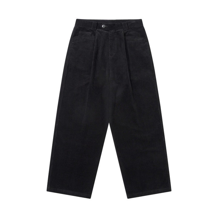 Herren Weite Cordhose mit Bundfalten, hoher Taille und geradem Bein Echoarchiv