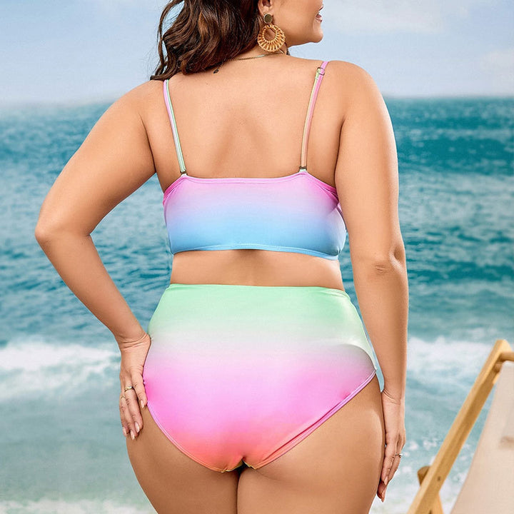 Damen Push-Up Bikini-Set mit modischem Wellenmuster und hohem Taillenschnitt Echo Archiv