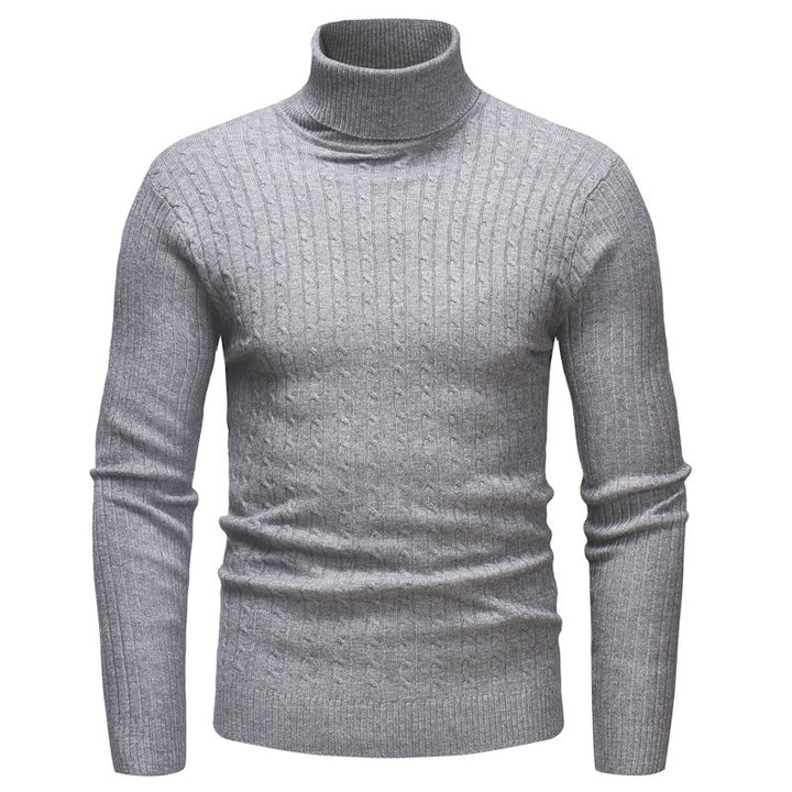Herren Hochwertiger Rollkragenpullover mit strukturiertem Zopfmuster Echoarchiv