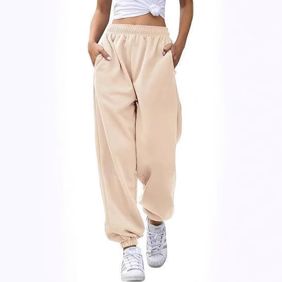 Damen lässige Jogginghose mit hohem Bund elastischen Knöchelabschlüssen und weichem Fleecefutter – Avélisse