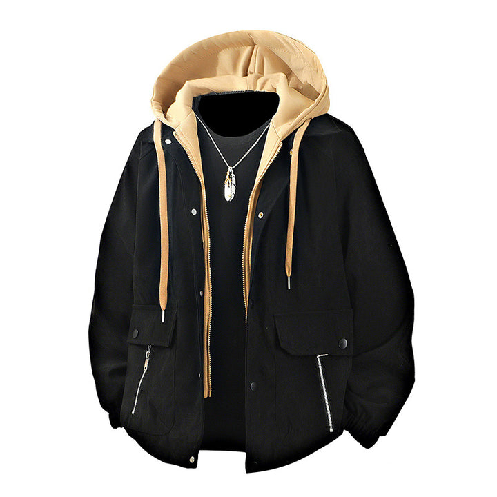 Herren  geschichtete Kapuzen Utility Parka Jacke mit kontrastierender Kapuze Innenfutter Klappe und Reißverschlusstaschen Echo Archiv