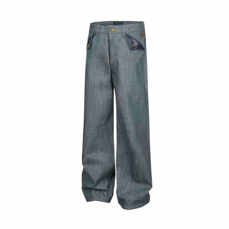 Damen Weite High‑Waist Jeanshose mit aufgesetzten Klappen‑Taschen und weitem Bein Echo Archiv