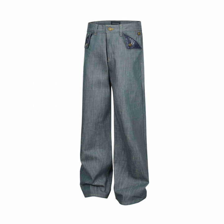 Damen Weite High‑Waist Jeanshose mit aufgesetzten Klappen‑Taschen und weitem Bein Echo Archiv