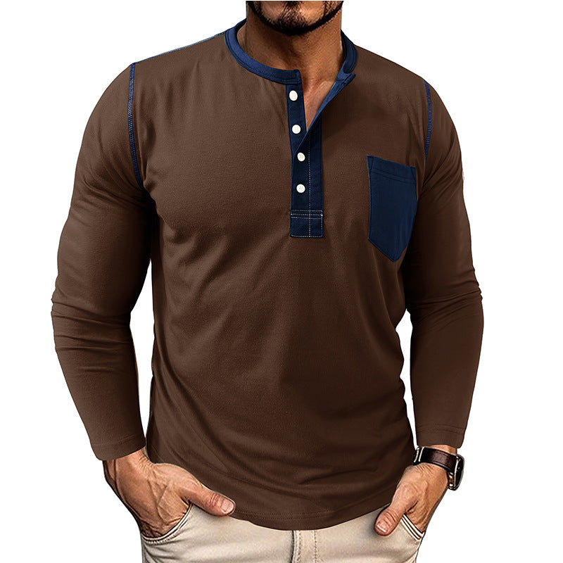 Herren Langarmshirt mit modernem Henley-Kragen Echoarchiv