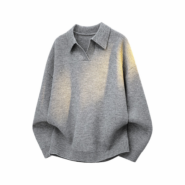Damen Modischer Grobstrickpullover mit V-Ausschnitt und lässigem Schnitt Echoarchiv