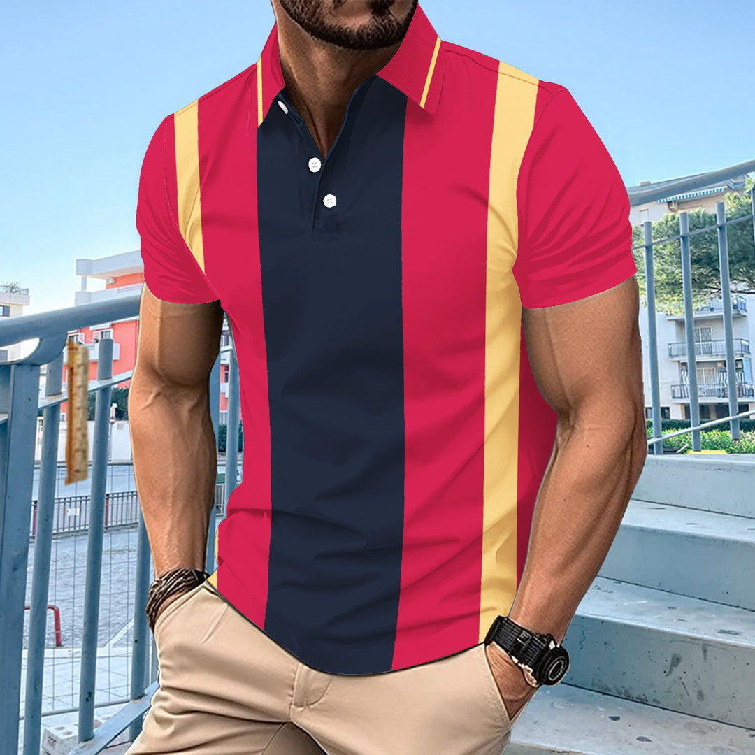 Herren stylishes Polo-Shirt mit modernen Farbblöcken Echoarchiv