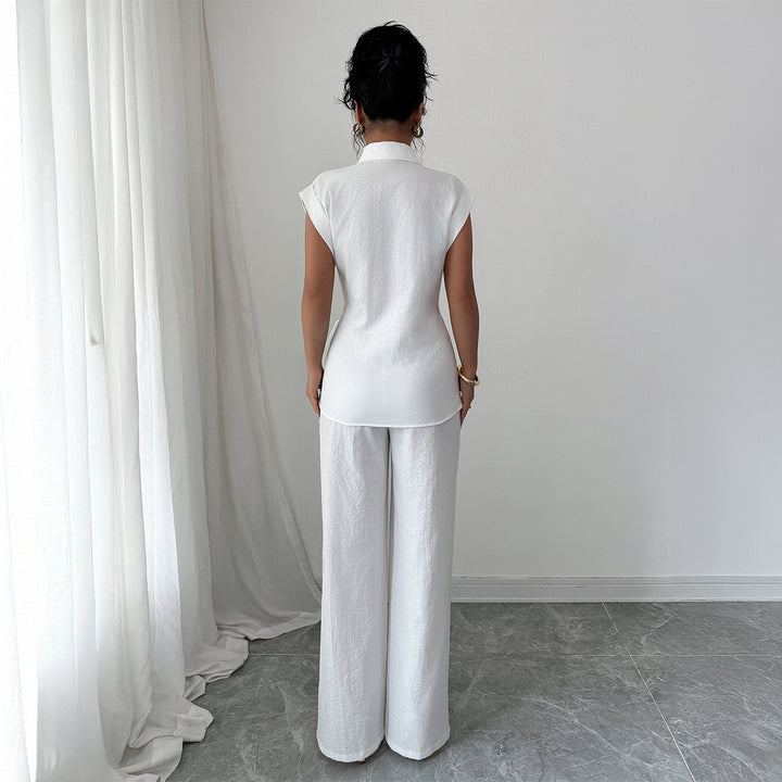 Damen elegantes Zweiteiliges Set mit taillierter Bluse und weit geschnittenen Hosen Echo Archiv