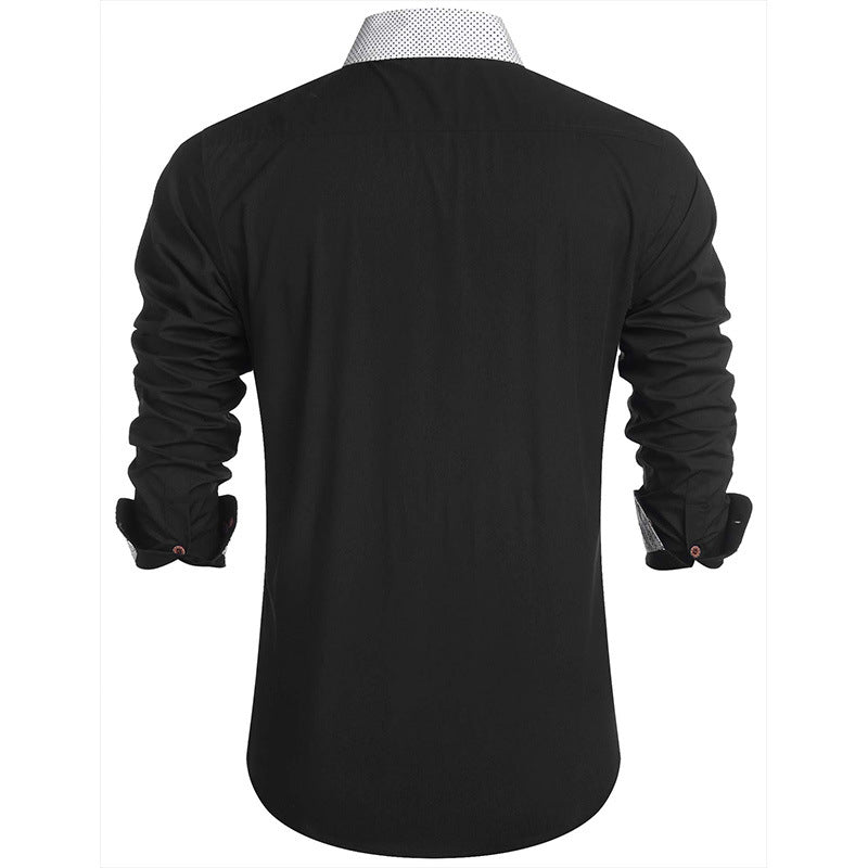 Herren elegantes Langarmhemd mit Kontrastdetails Echoarchiv